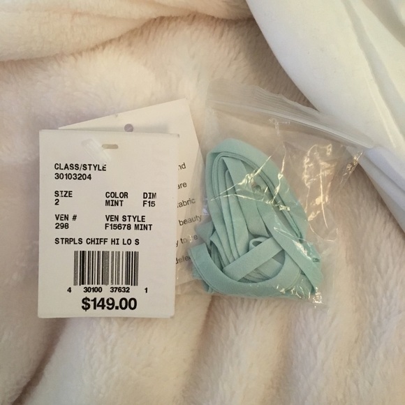 David’s Bridal Teal Hi Low Bridesmaid Dress - Picture 5 of 6